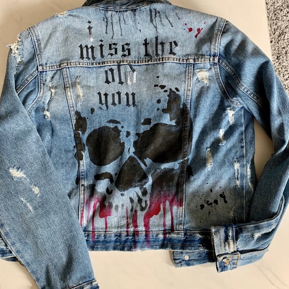 Zara Jackets & Blazers - Zara skull denim jacket